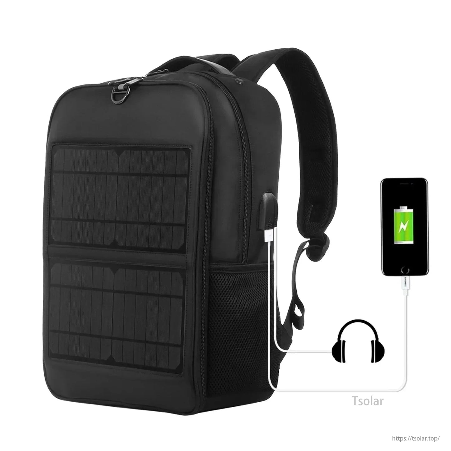 12W/20W Solar Powered Laptop Backpack with Dual USB Ports – Waterproof Travel Charging Bag