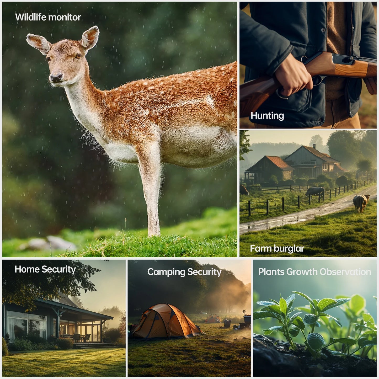 Capture wildlife moments with a trail camera offering 24MP resolution and 1080P video quality powered by solar energy.