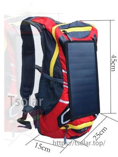 6W 6V USB Solar Panel Backpack – Lightweight 15L Outdoor Hiking & Camping Daypack with Charger