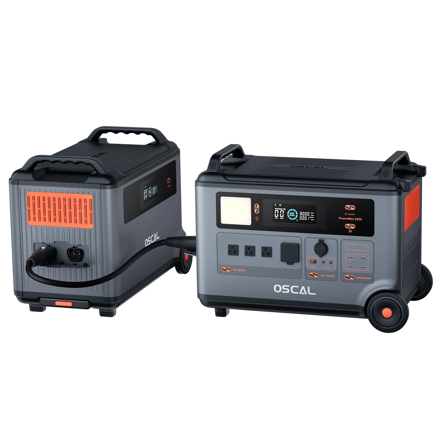Oscal Blackview PowerMax 3600 Rugged Power Station, Oscal PowerMax 3600: 3600Wh LiFePO4 battery, 3600W output, 14 ports, expandable up to 57.6kWh for versatile power needs.