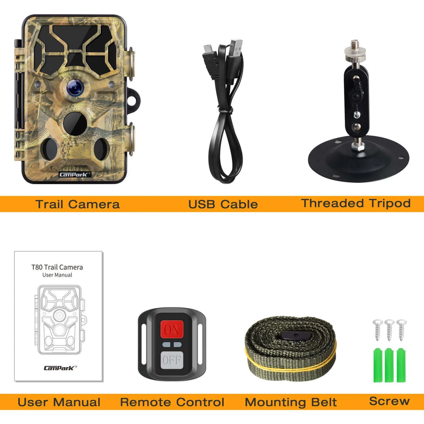 Campark T80 WiFi Trail Camera - 24MP 1296P Hunting Game Camera