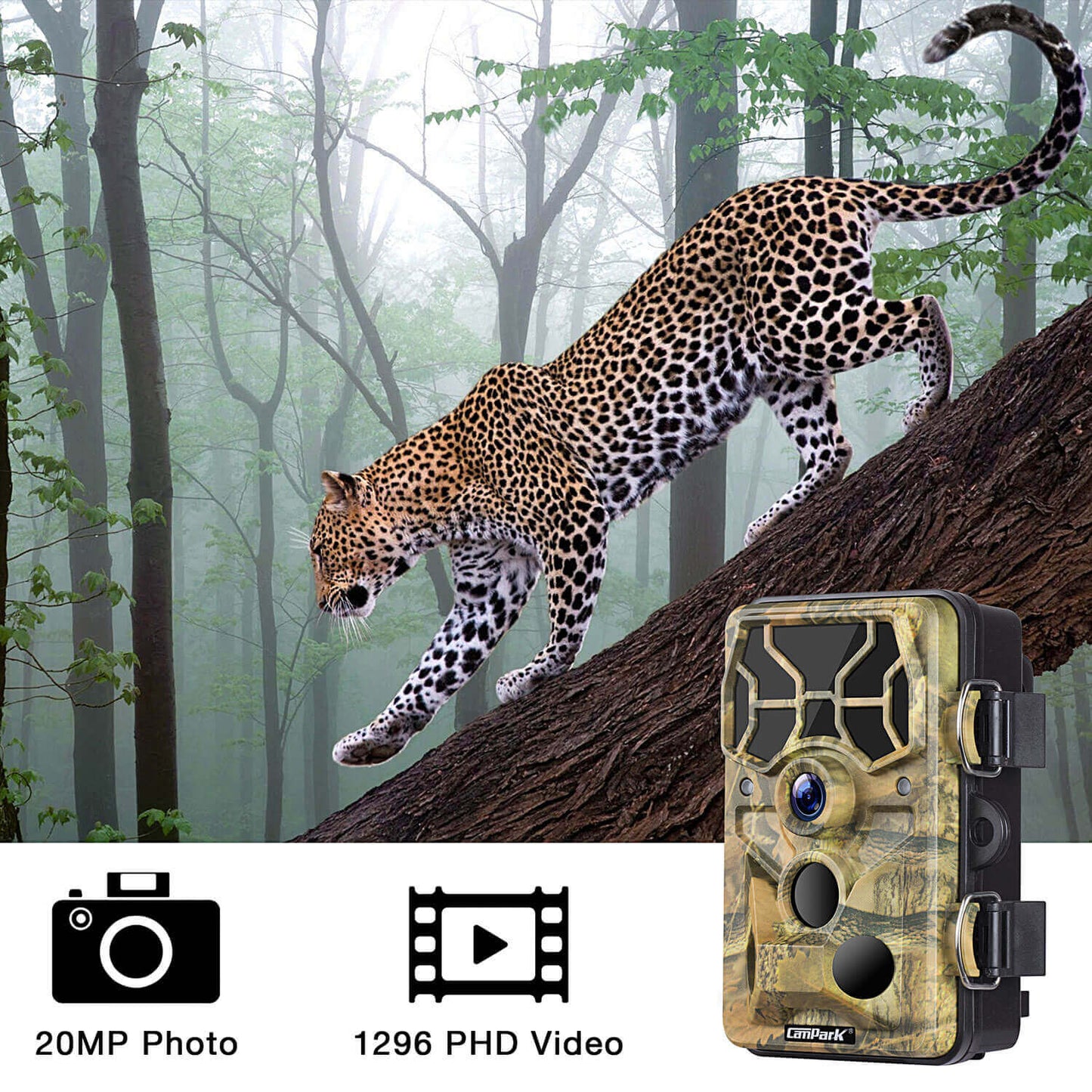 Campark T80 WiFi Trail Camera - 24MP 1296P Hunting Game Camera