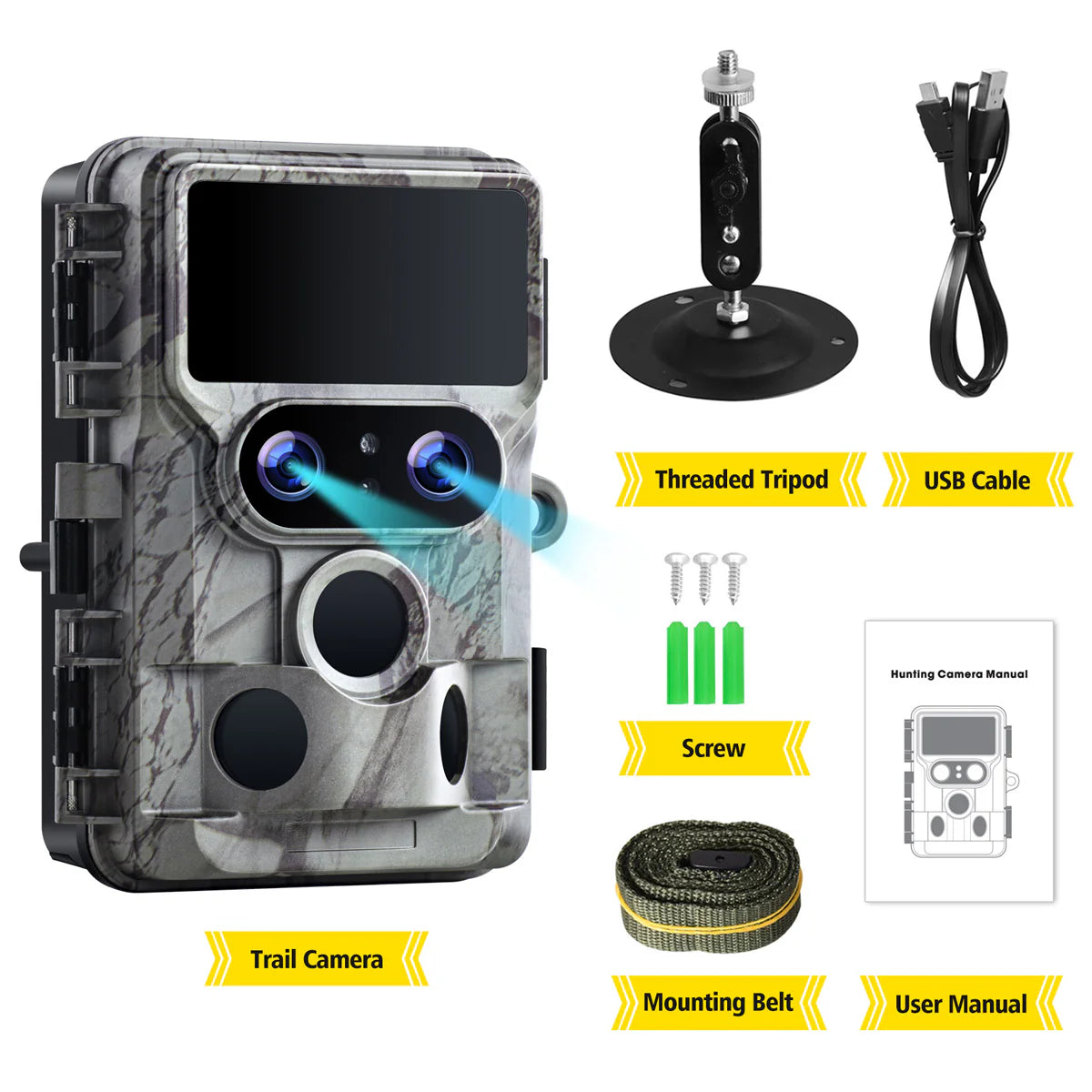 The Campark TC06 camera captures 4K videos and 60MP photos with features like motion detection, night vision, and long-lasting battery life.