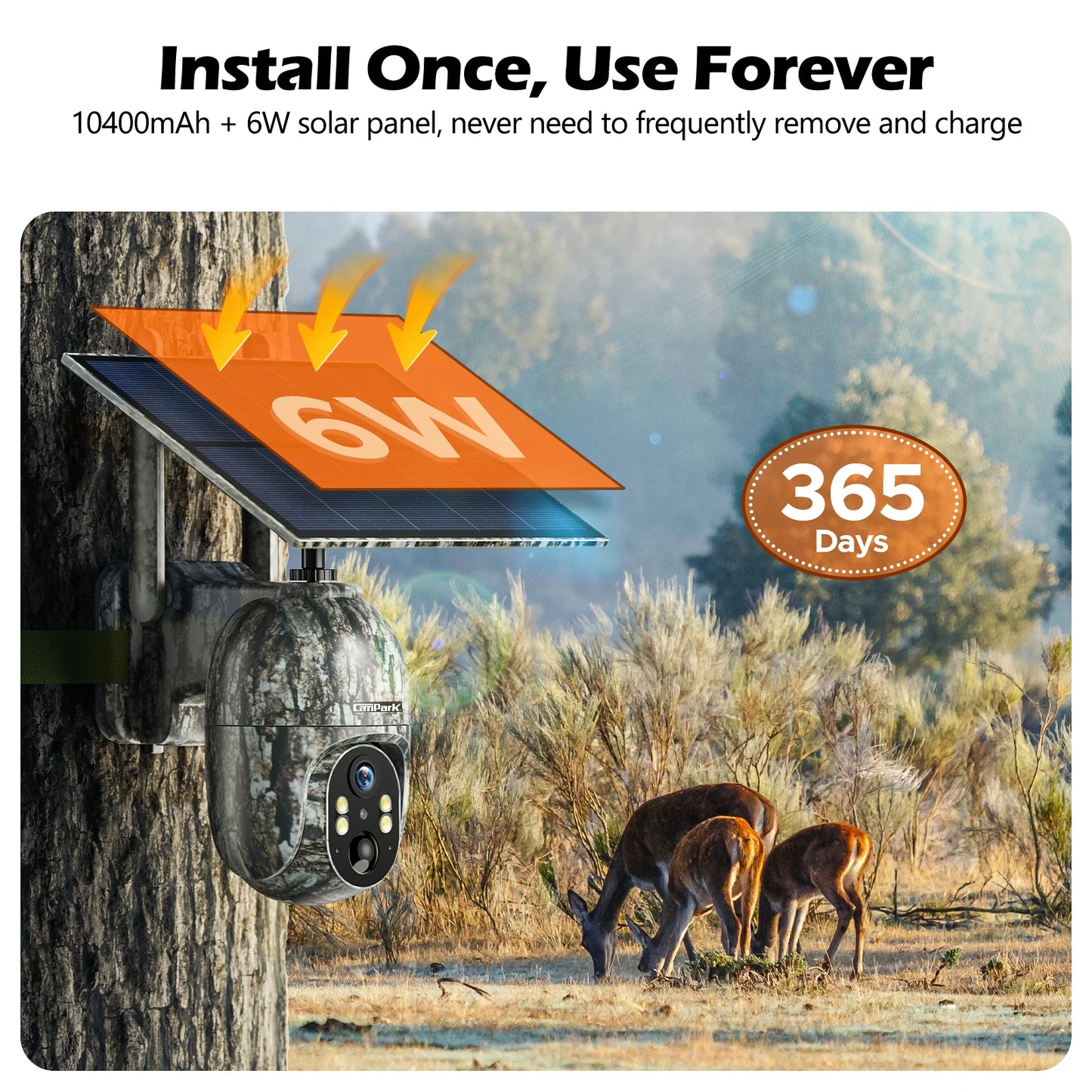 Campark TC27 Solar Trail Camera, Campark TC27 camera captures 2.5K video with instant alerts via 4G LTE, featuring color night vision for enhanced surveillance.