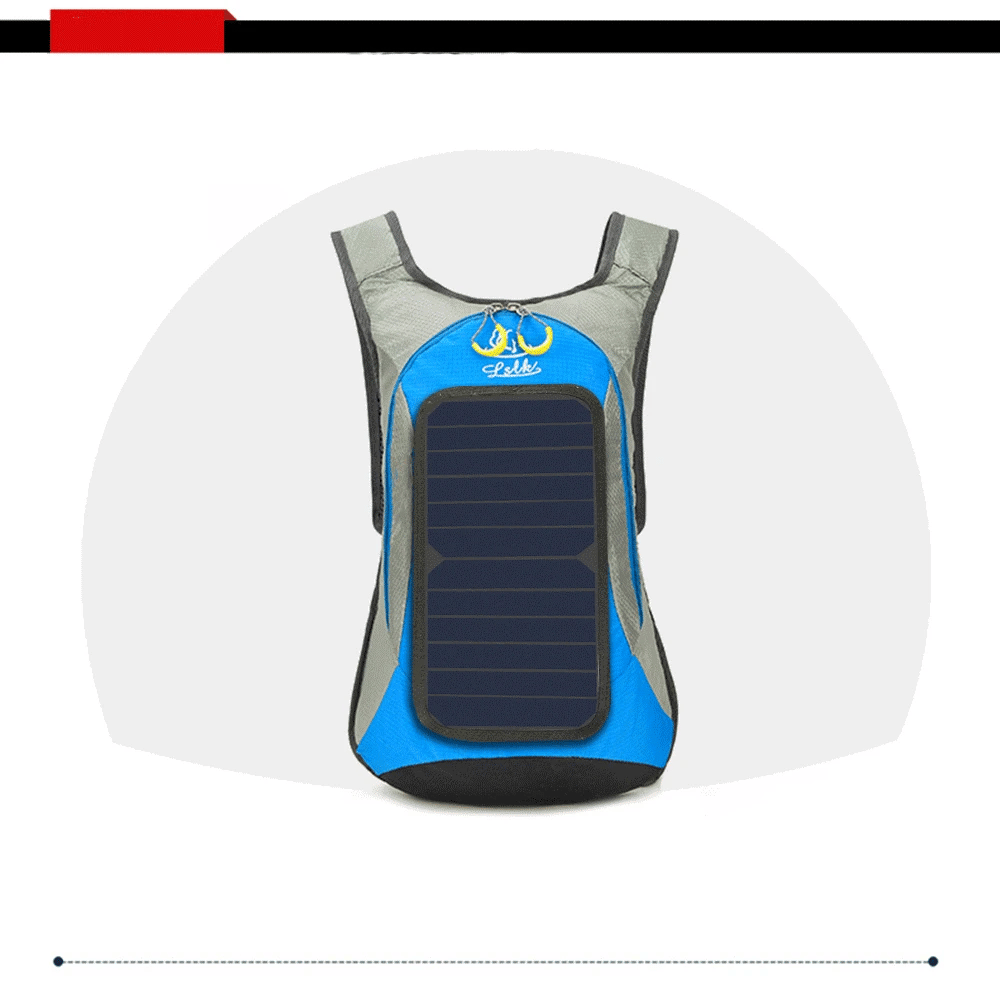 6W 6V USB Solar Panel Backpack – Lightweight 15L Outdoor Hiking & Camping Daypack with Charger