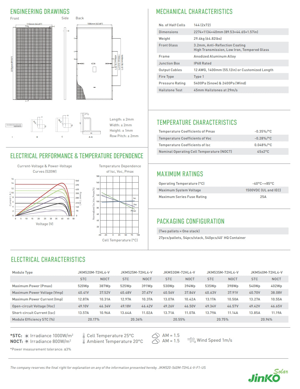 Jinko 535W Solar Panel (JKM535M-72HL4-V)