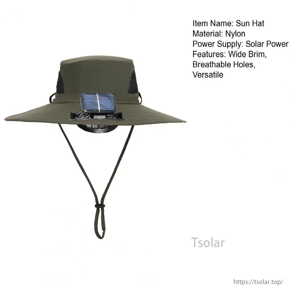 Kids Solar Powered Fan Sun Hat, Solar hat with wide brim, UV protection, mesh ventilation, and adjustable fit for comfortable outdoor activities.