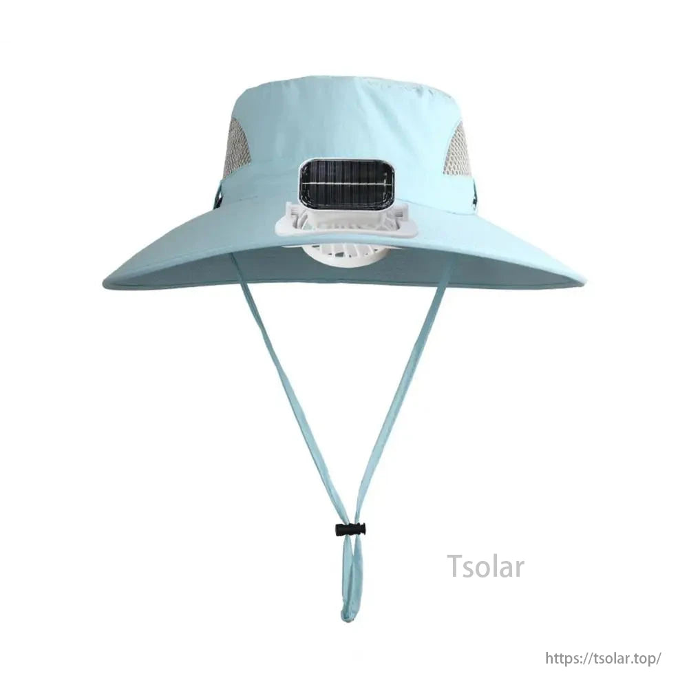 Kids Solar Powered Fan Sun Hat – Wide Brim UV Protection Hat with Mesh Ventilation, Adjustable Fit for Boys Outdoor Play, Travel, Camping