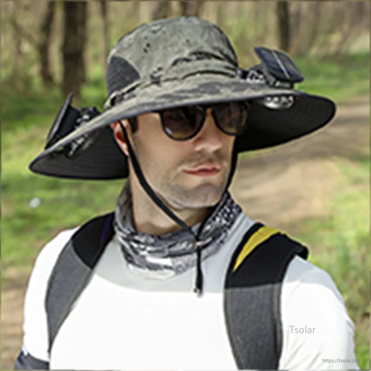 Outdoor Wide Brim Solar Fan Hat – USB & Solar Powered Hat with Adjustable Cooling Fan for Fishing, Hiking, Camping