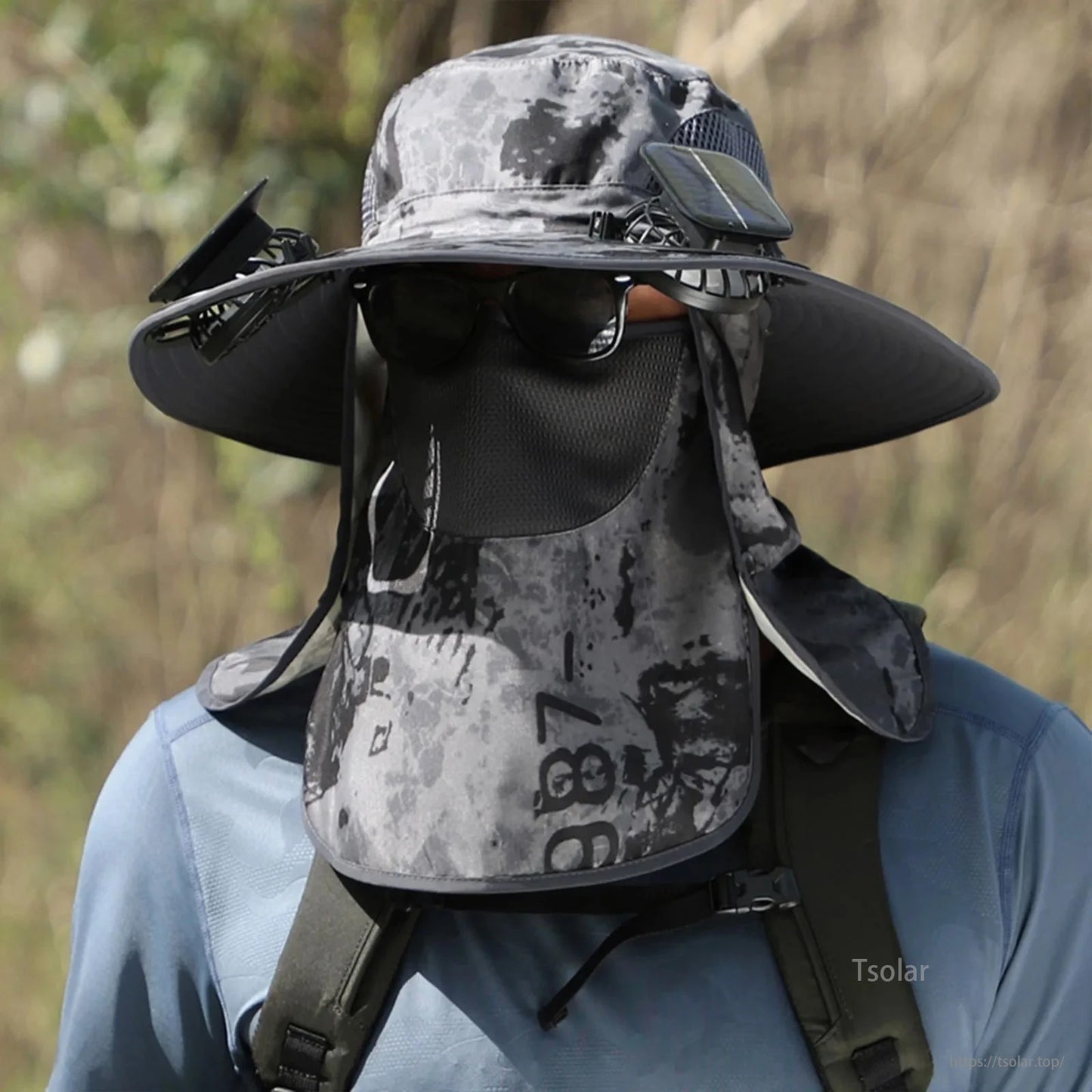 Outdoor Wide Brim Solar Fan Hat – USB & Solar Powered Hat with Adjustable Cooling Fan for Fishing, Hiking, Camping