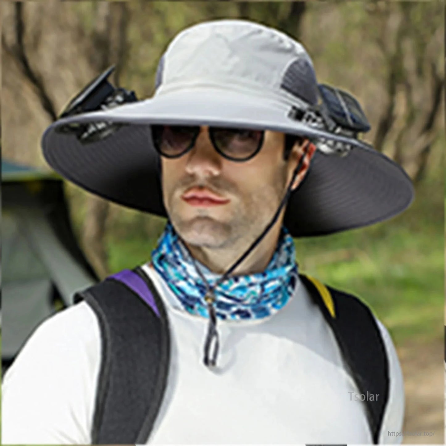 Outdoor Wide Brim Solar Fan Hat – USB & Solar Powered Hat with Adjustable Cooling Fan for Fishing, Hiking, Camping