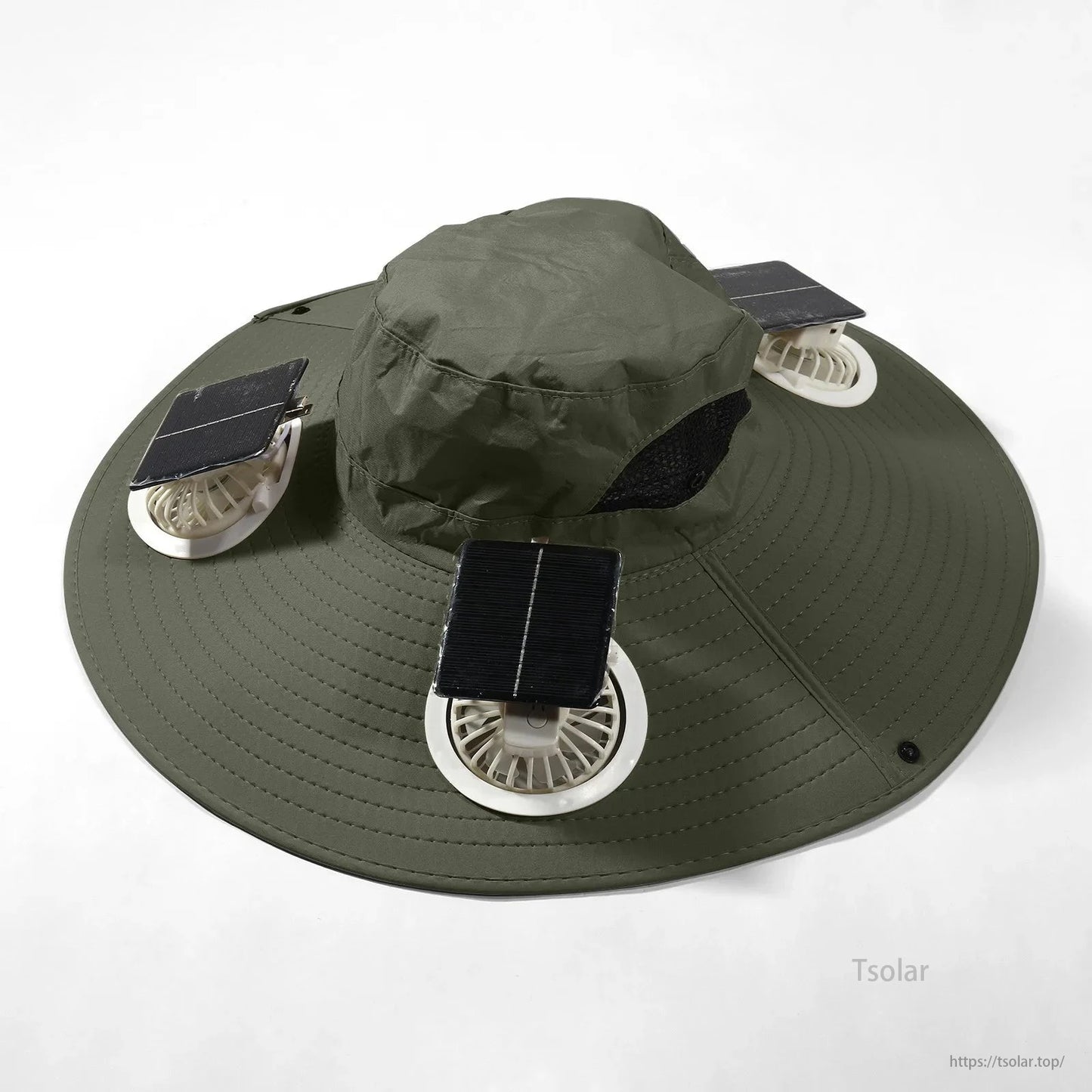 Outdoor Wide Brim Solar Fan Hat – USB & Solar Powered Hat with Adjustable Cooling Fan for Fishing, Hiking, Camping