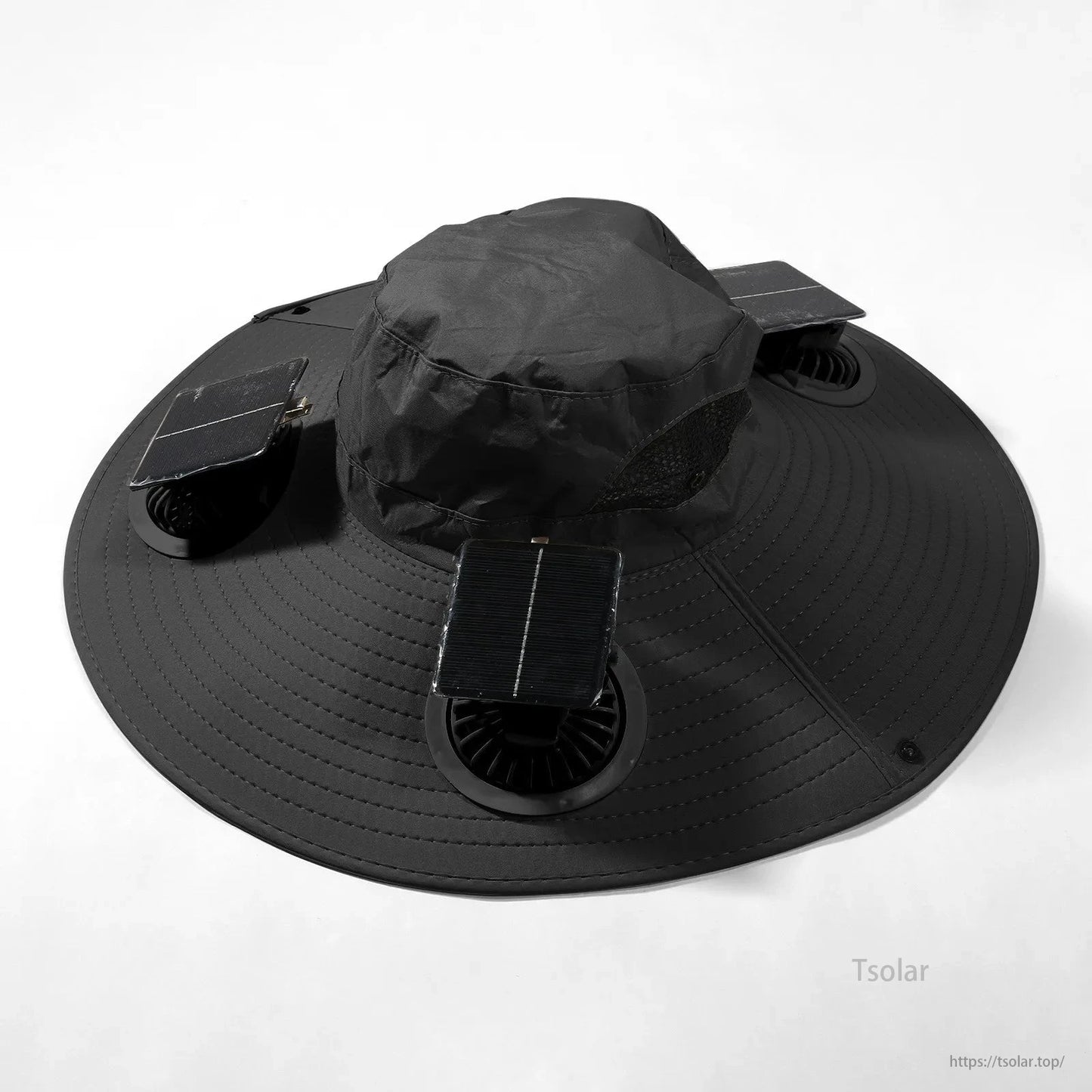 Outdoor Wide Brim Solar Fan Hat – USB & Solar Powered Hat with Adjustable Cooling Fan for Fishing, Hiking, Camping