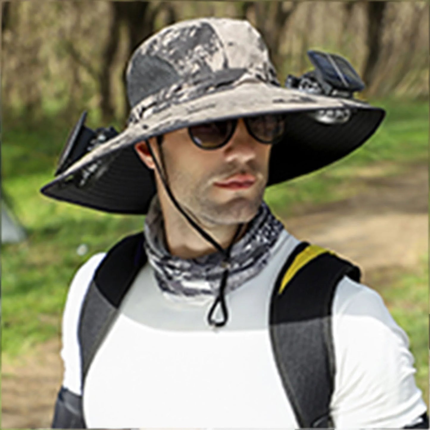 Outdoor Wide Brim Solar Fan Hat – USB & Solar Powered Hat with Adjustable Cooling Fan for Fishing, Hiking, Camping