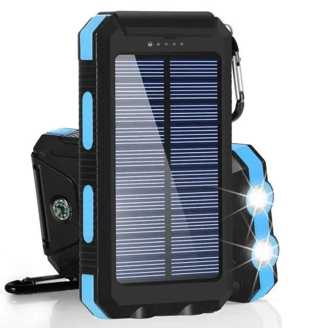 TSolar 80000mAh Solar Power Bank, Dual USB 5V/2.1A Portable Charger, IP65 Waterproof Outdoor Battery Pack with Compass & LED Light