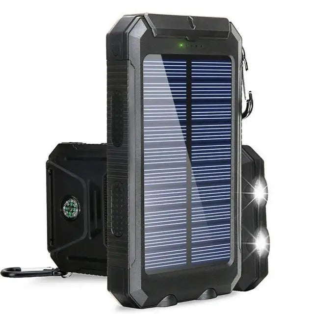 TSolar 80000mAh Solar Power Bank, Dual USB 5V/2.1A Portable Charger, IP65 Waterproof Outdoor Battery Pack with Compass & LED Light