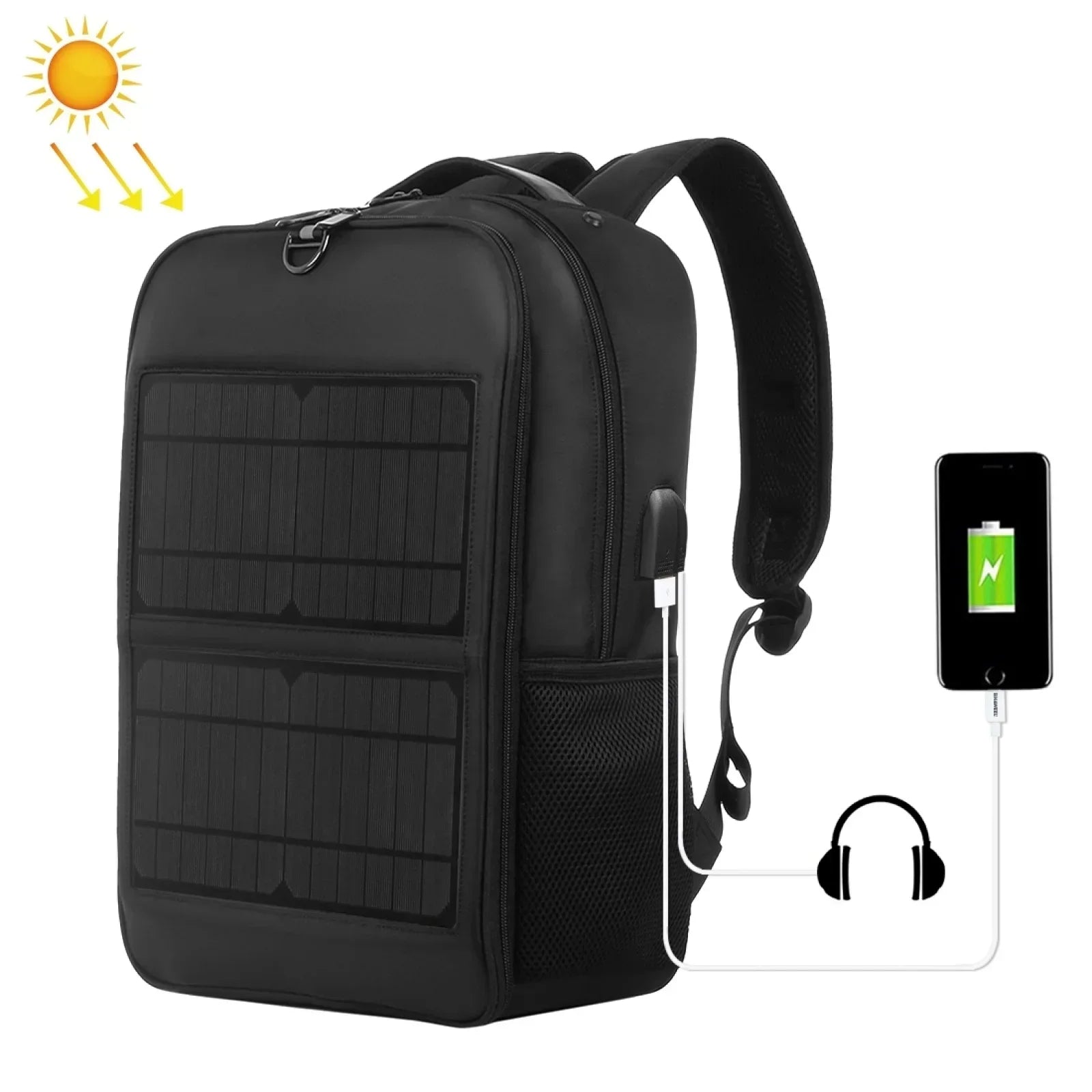 backpack with phone laptop charger 12W/20W Solar Powered Laptop Backpack with Dual USB Ports – Waterproof – TSolar