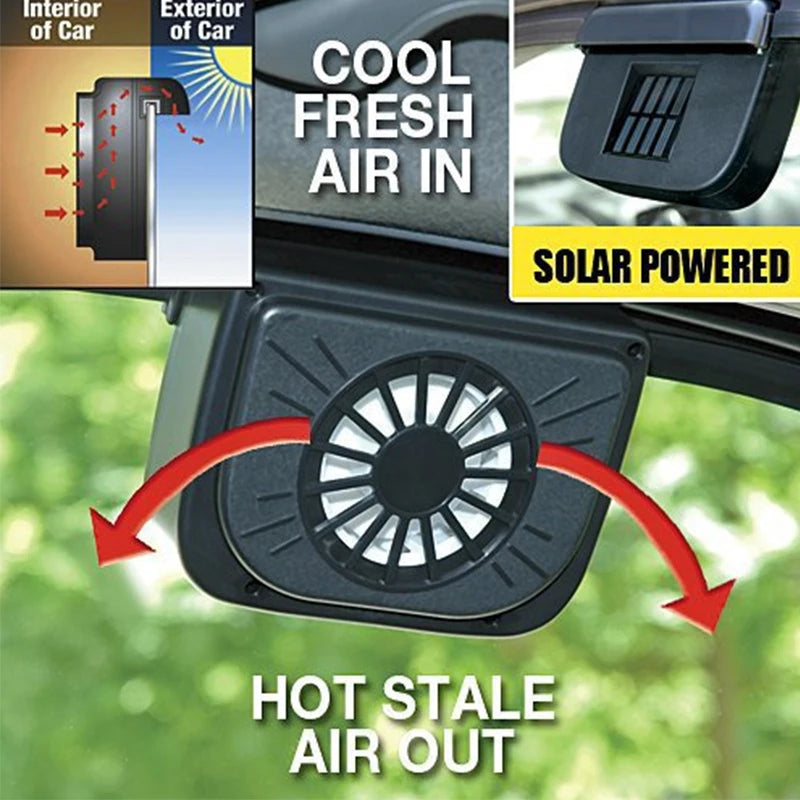 Auto Solar Powered Fan for Car Window – Energy Saving Clean Air Exhaust Ventilador