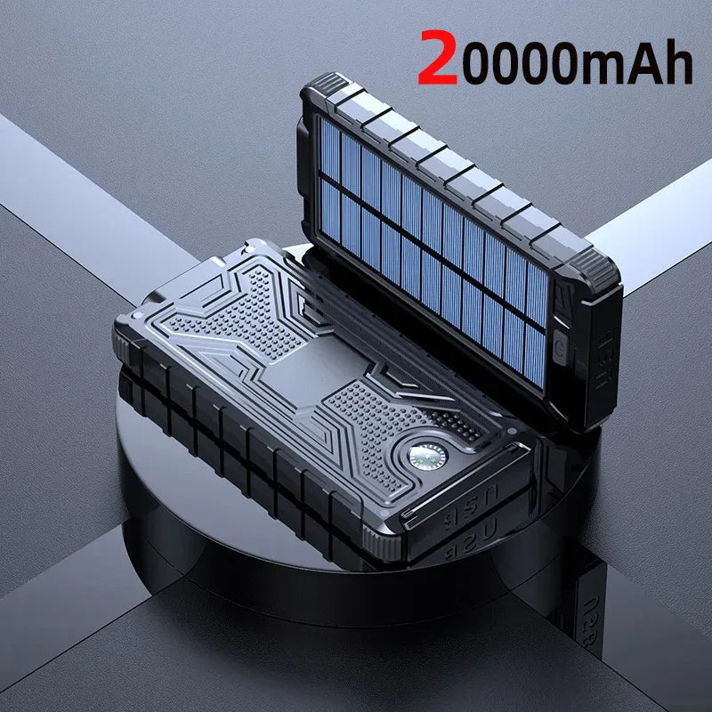 TSolar 100000mAh Solar Power Bank with Wireless Charging, LED Flashlight & Compass — Waterproof/Dustproof/Shock-Resistant External Battery for iPhone, Samsung, Xiaomi