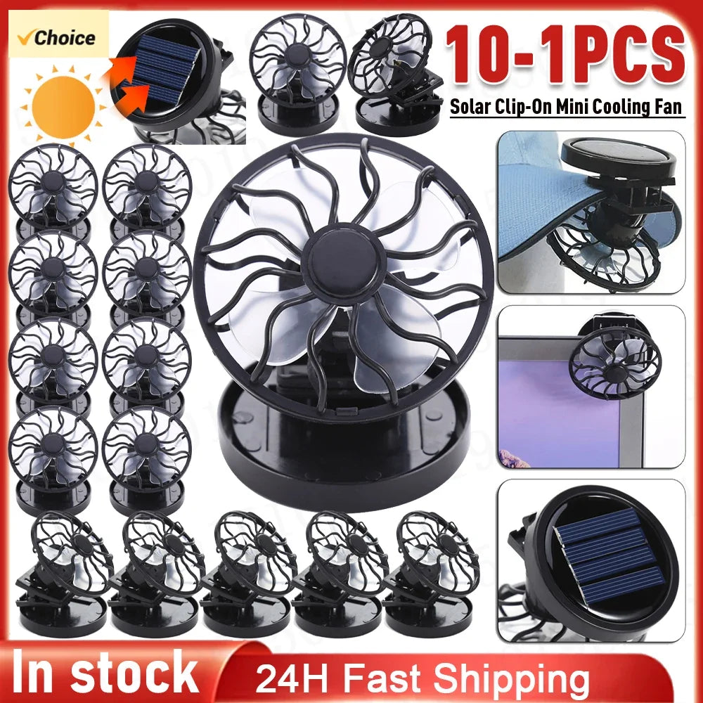 Mini Solar Clip Fan for Hat – Portable 2800RPM Cooling Fan with Round Panel, Built-in Battery, Ideal for Travel, Hiking, Camping, Fishing, Golf