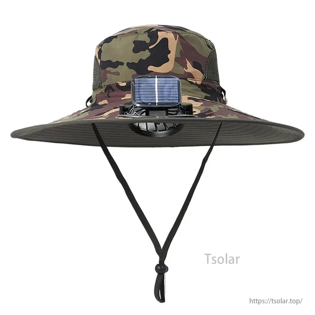 Unisex Solar Fan Sun Hat – Wide Brim Cooling Hat with Dual Fans, USB & Solar Rechargeable, Waterproof Breathable Mesh for Fishing, Hiking, Gardening