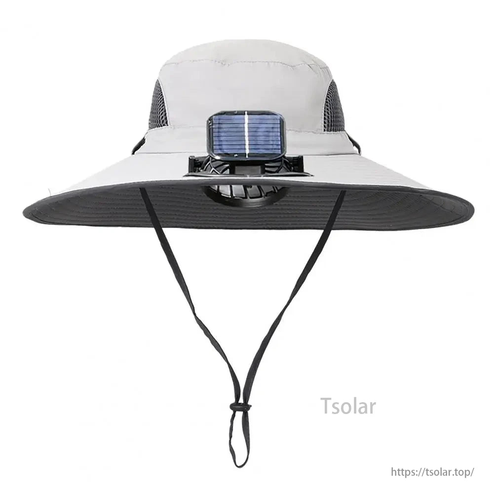 Unisex Solar Fan Sun Hat – Wide Brim Cooling Hat with Dual Fans, USB & Solar Rechargeable, Waterproof Breathable Mesh for Fishing, Hiking, Gardening