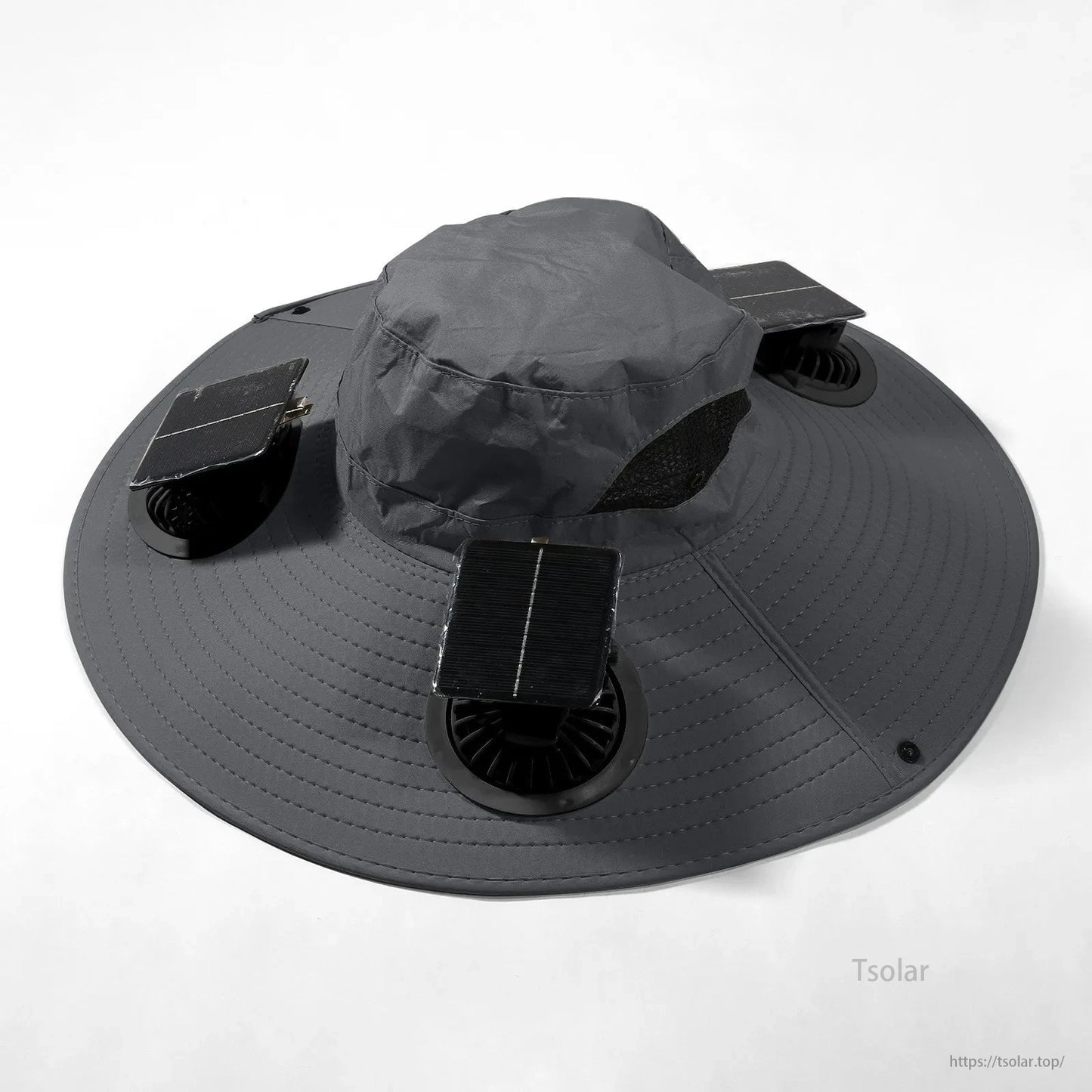 Outdoor Wide Brim Solar Fan Hat – USB & Solar Powered Hat with Adjustable Cooling Fan for Fishing, Hiking, Camping