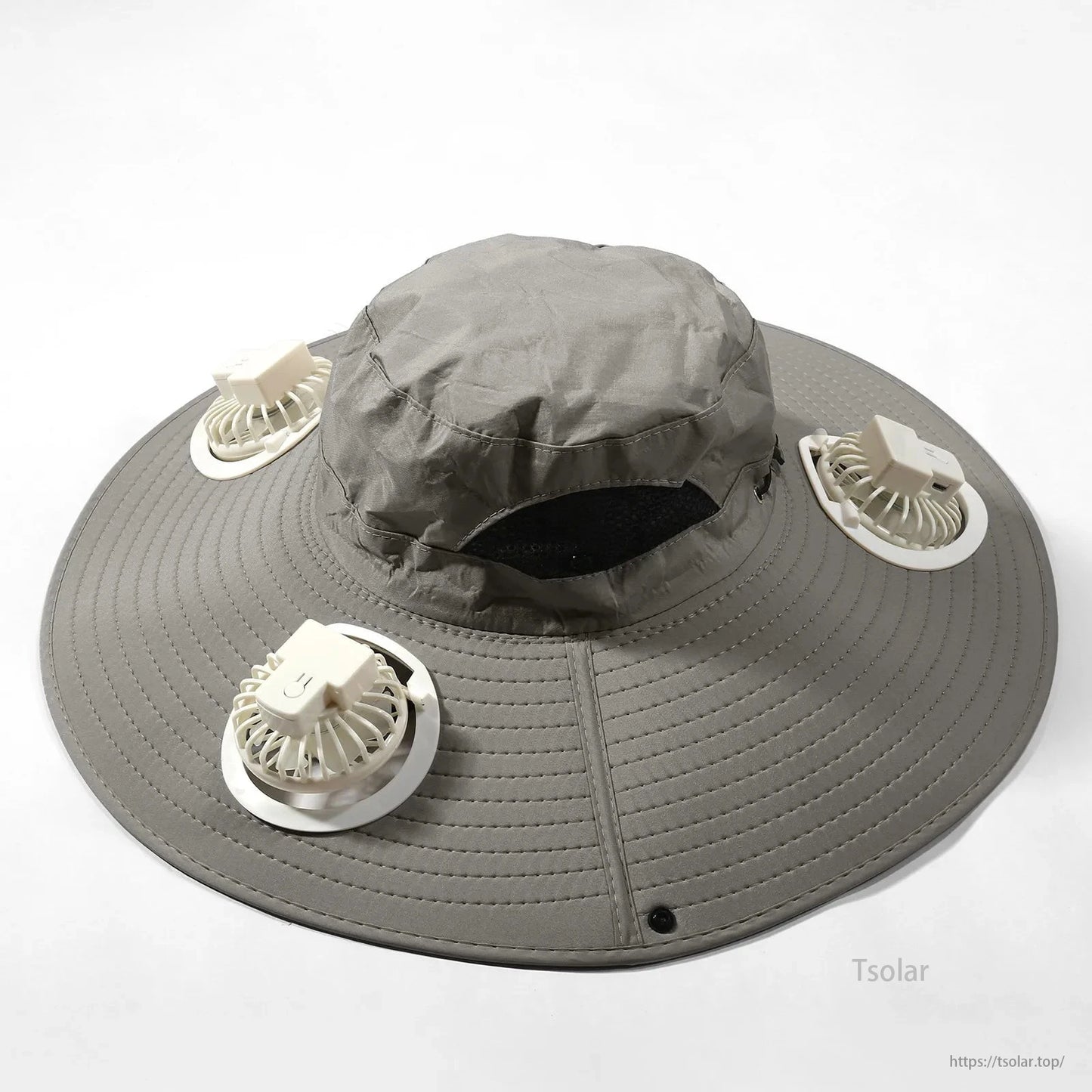 Outdoor Wide Brim Solar Fan Hat – USB & Solar Powered Hat with Adjustable Cooling Fan for Fishing, Hiking, Camping