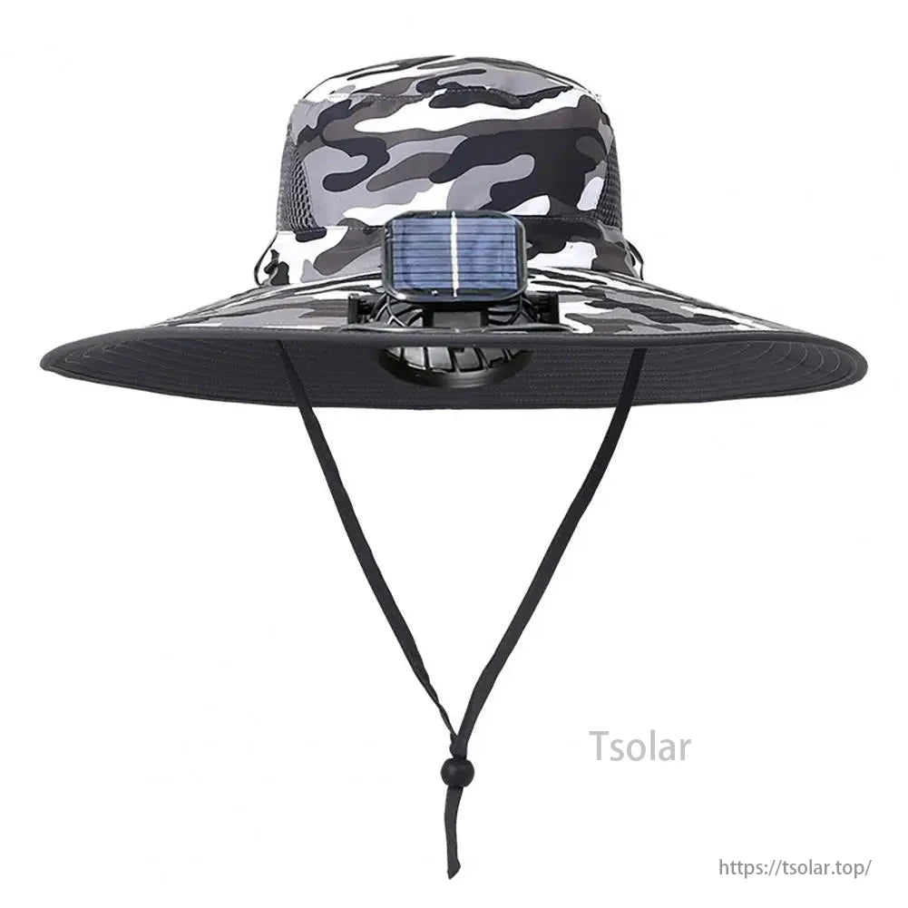 Unisex Solar Fan Sun Hat – Wide Brim Cooling Hat with Dual Fans, USB & Solar Rechargeable, Waterproof Breathable Mesh for Fishing, Hiking, Gardening