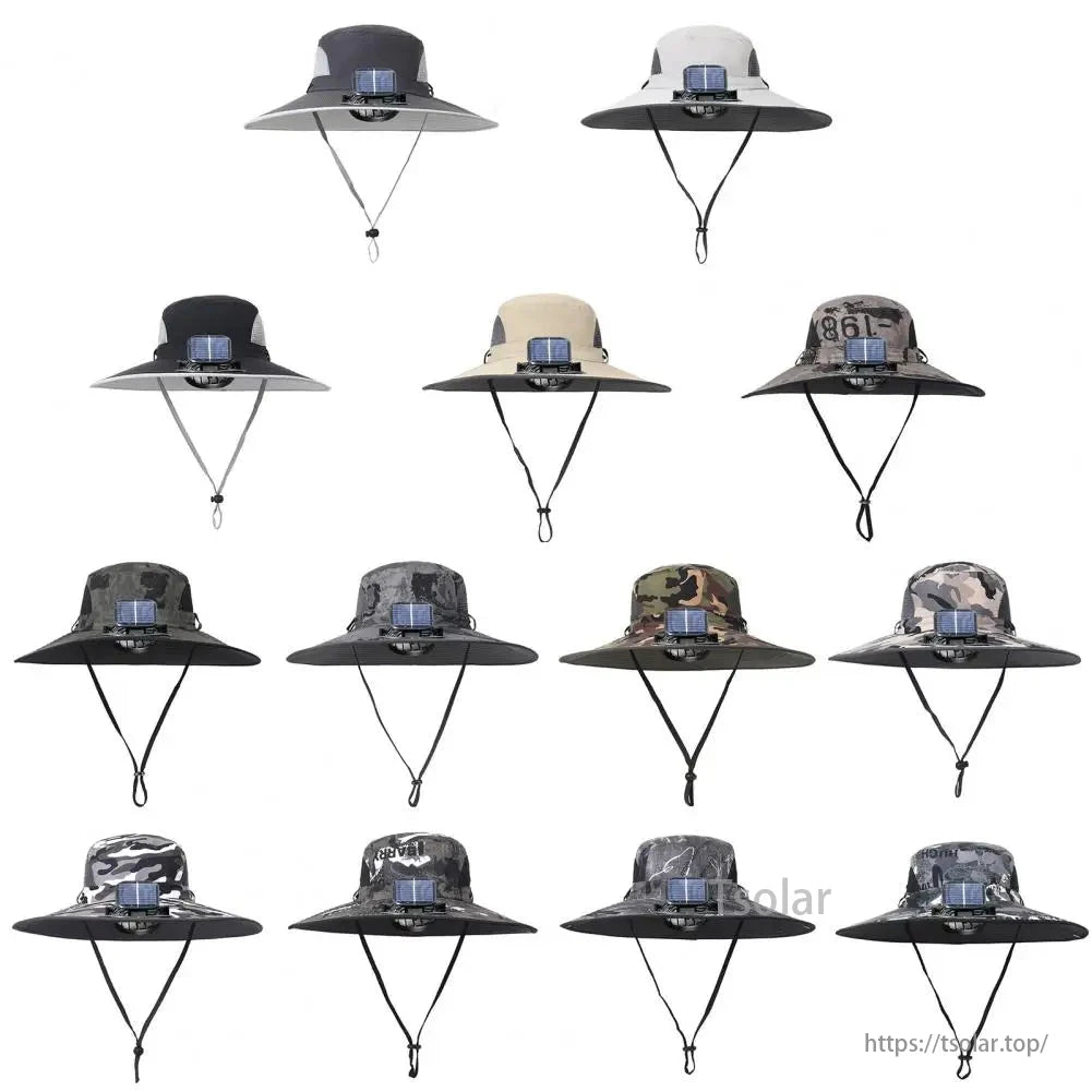 Unisex Solar Fan Sun Hat – Wide Brim Cooling Hat with Dual Fans, USB & Solar Rechargeable, Waterproof Breathable Mesh for Fishing, Hiking, Gardening