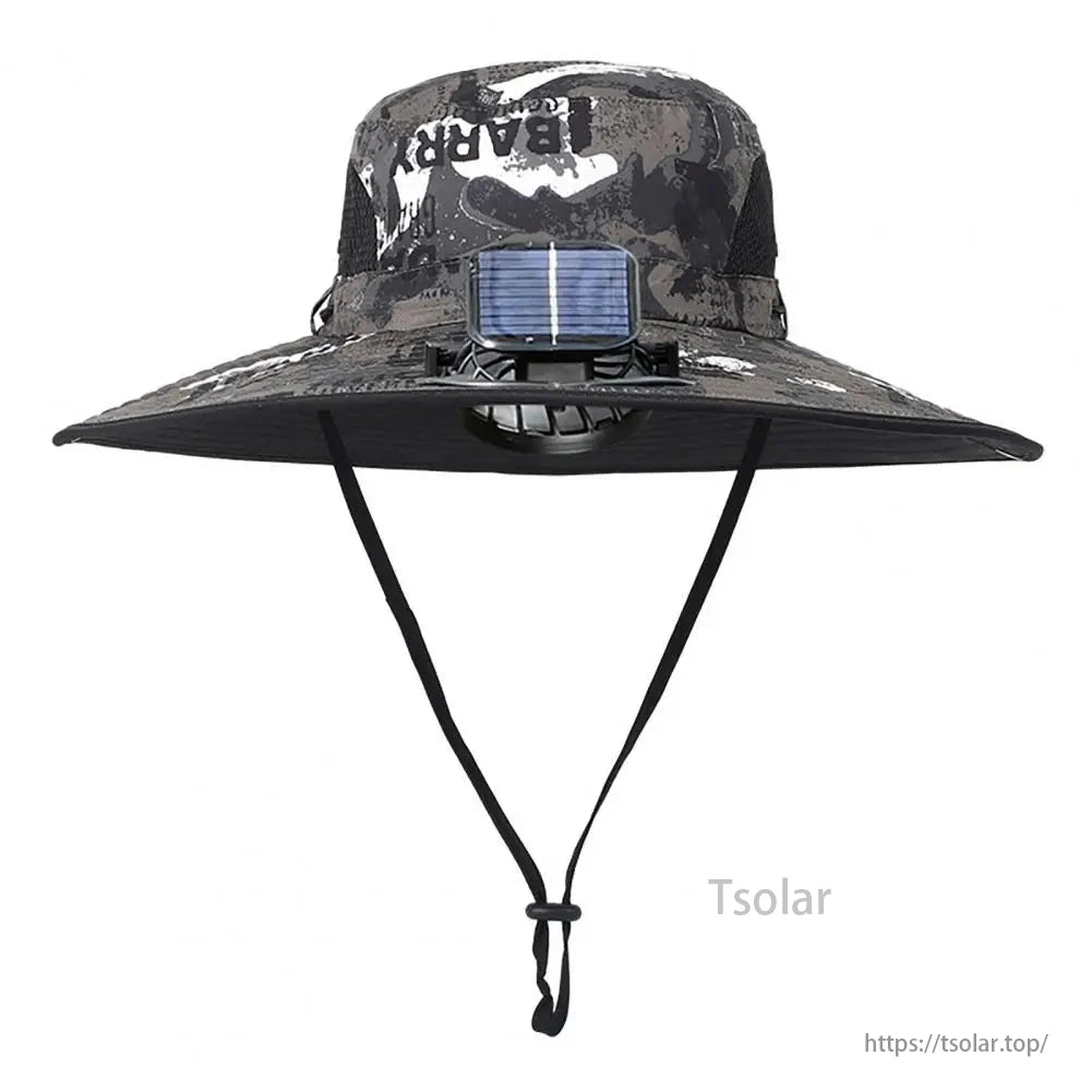 Unisex Solar Fan Sun Hat, Unisex solar fan hat with wide brim, dual fans, USB charging, and waterproof mesh for comfort.
