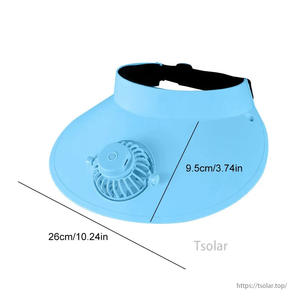 Women's Solar Fan Visor Hat provides UV protection, cooling fan, USB rechargeable, 3-speed settings, and breathable design for outdoor activities.