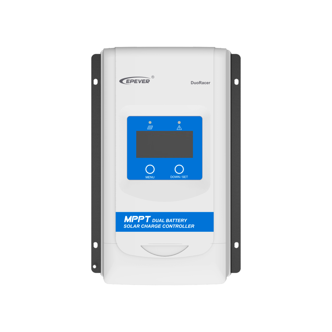 EPEVER DuoRacer MPPT dual battery solar charge controller with LCD screen and two-button menu keypad
