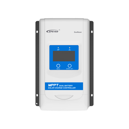 EPEVER DuoRacer MPPT dual battery solar charge controller with LCD screen and two-button menu keypad