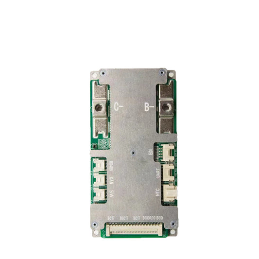 JBD OH17SA01 Smart BMS board top view with metal heat sink and B- / C- terminals