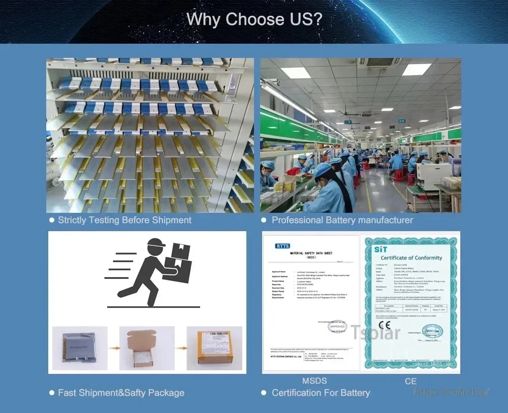 1260110 Lithium Polymer Battery, Certified products, strict testing, fast shipment, and safe packaging from a professional battery manufacturer.