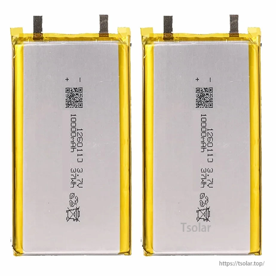 1260110 Lithium Polymer Battery, The battery has high capacity with a nominal 10,000mAh rating, providing extended runtime.