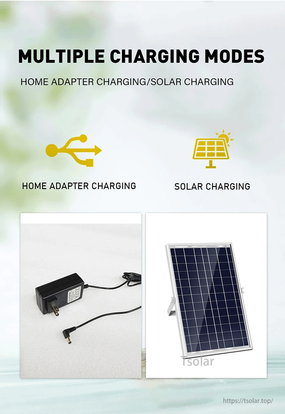 14 Inch Portable Rechargeable Table Fan, Portable fan with home adapter and solar charging options.