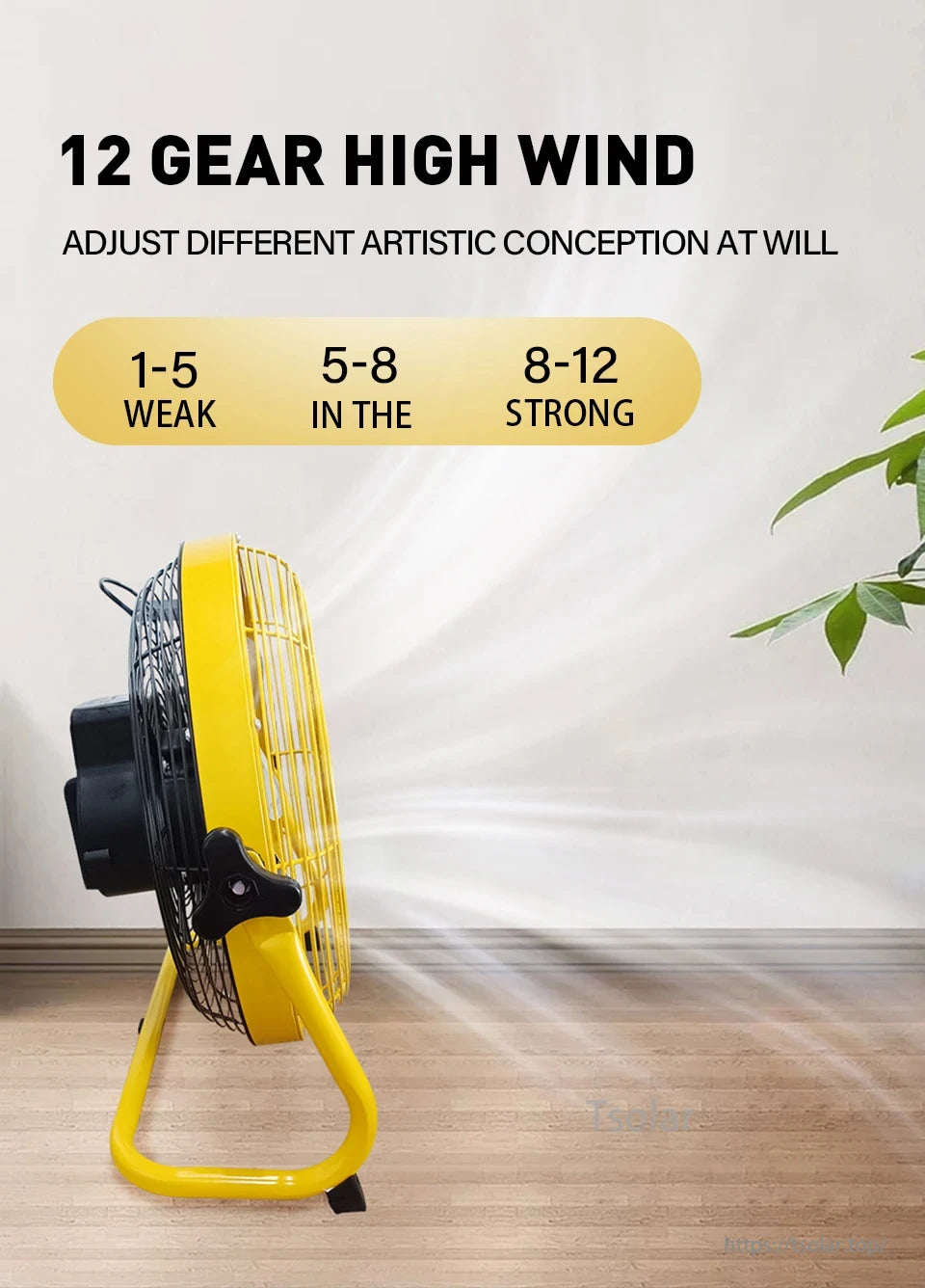 14 Inch Portable Rechargeable Table Fan, 12-gear high wind fan with adjustable settings. Portable and rechargeable.