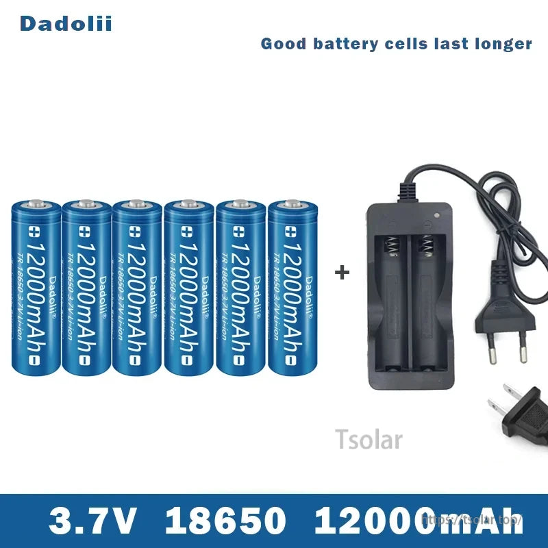 18650 Li-ion Rechargeable Battery, 18650 3.7V 12000mAh Li-ion batteries with charger, long-lasting performance