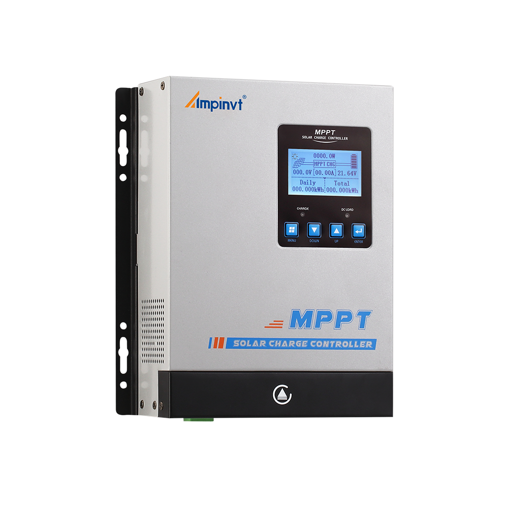 Ampinvt 60A MPPT Solar Charge Controller front view with LCD screen and control buttons