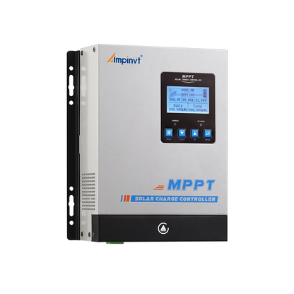 Ampinvt 40A MPPT Solar Charge Controller front view with LCD screen and control buttons