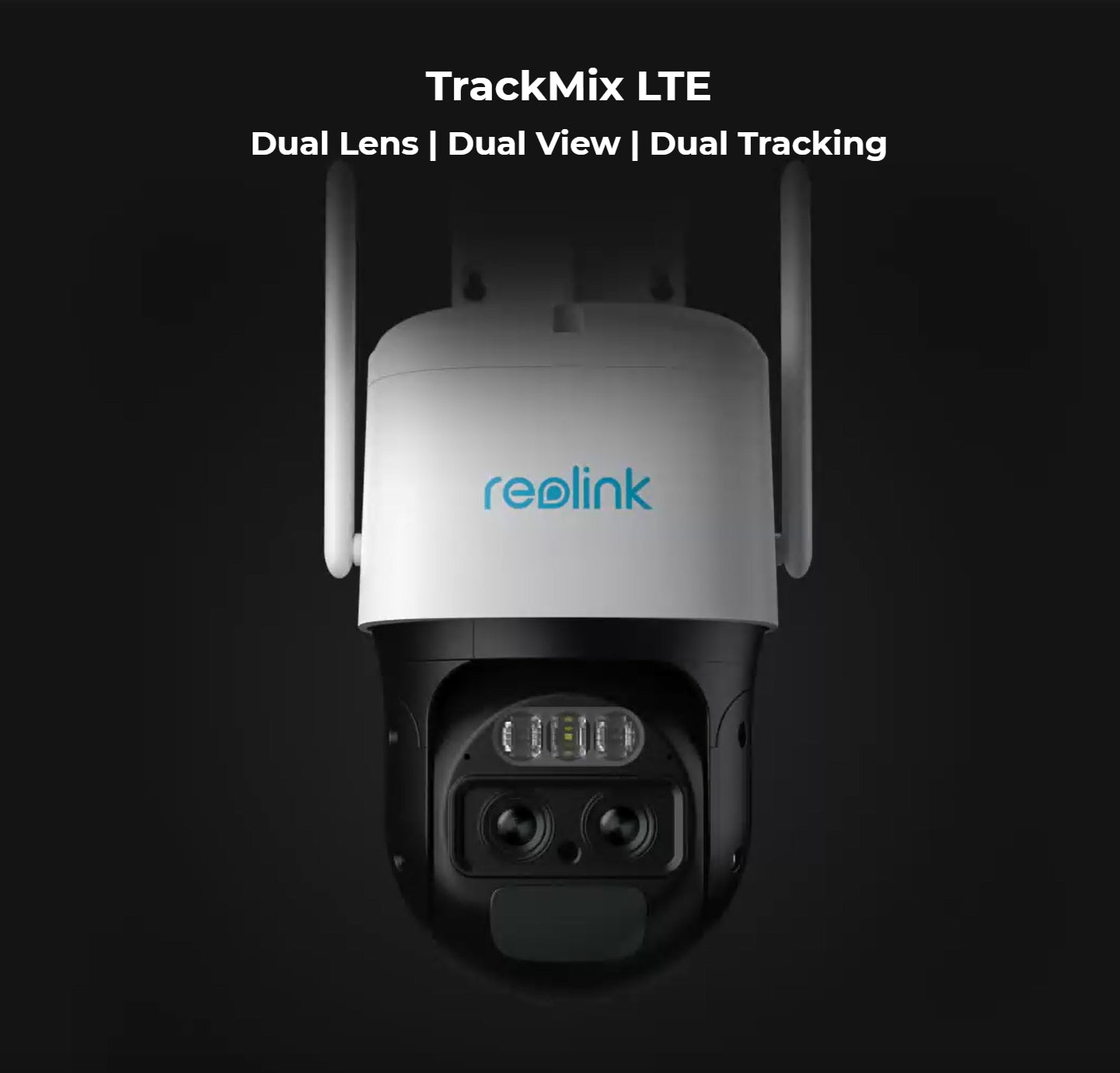 Reolink TrackMix LTE 4G Battery Camera, Dual-lens camera with advanced tracking and viewing capabilities for enhanced home security.