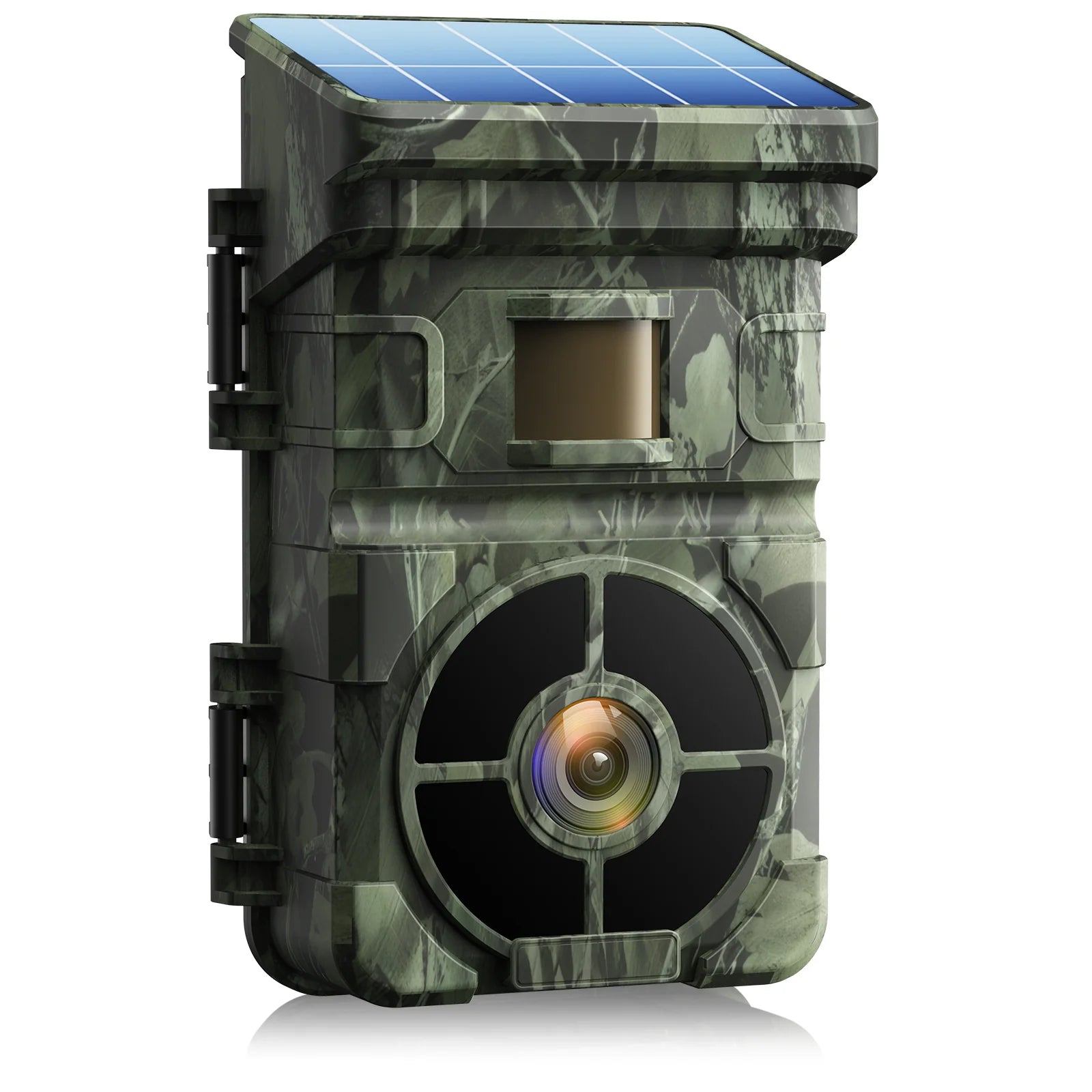 Campark TC15 24MP Solar Trail Camera, The camera features a 24MP photo resolution, 1080P video recording, and a 2500mAh battery with a built-in solar panel for long-term use.