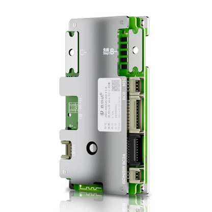 JBD DB24SA03 Smart BMS circuit board with metal cover, balance connector and labeled terminals