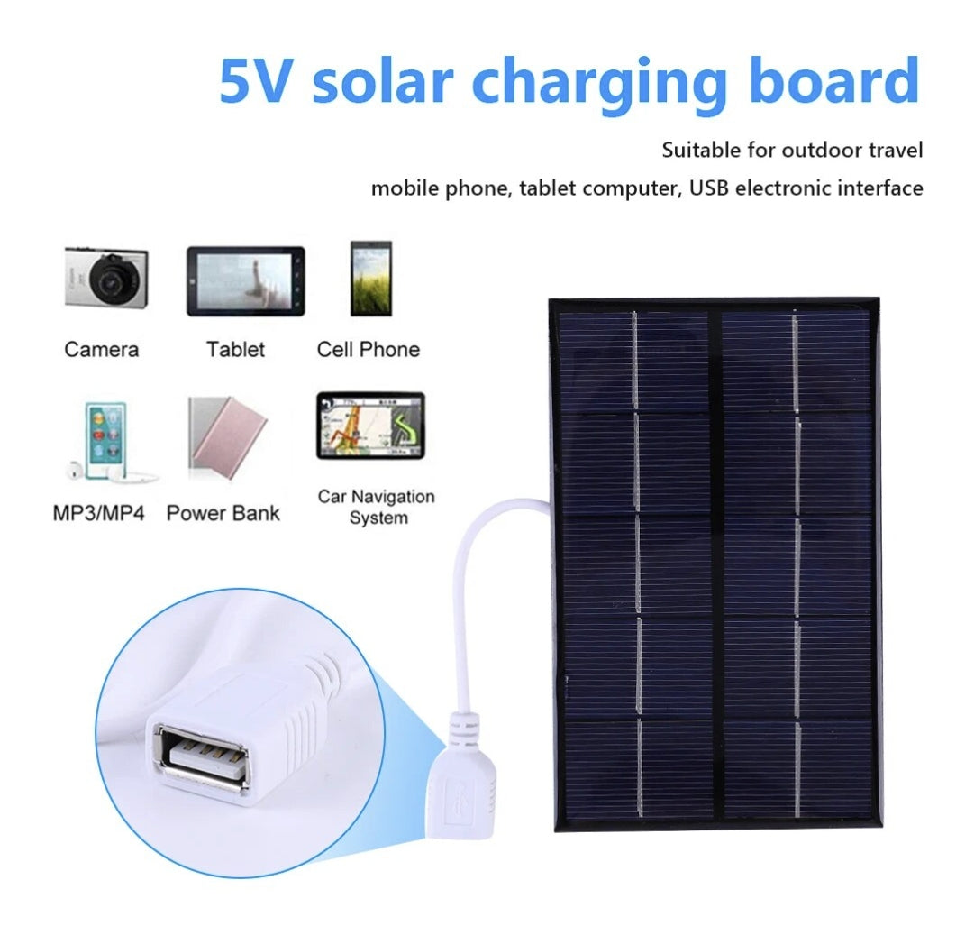 5V 5W Portable Solar Panel, SV solar charging board Suitable for outdoor travel mobile phone; tablet