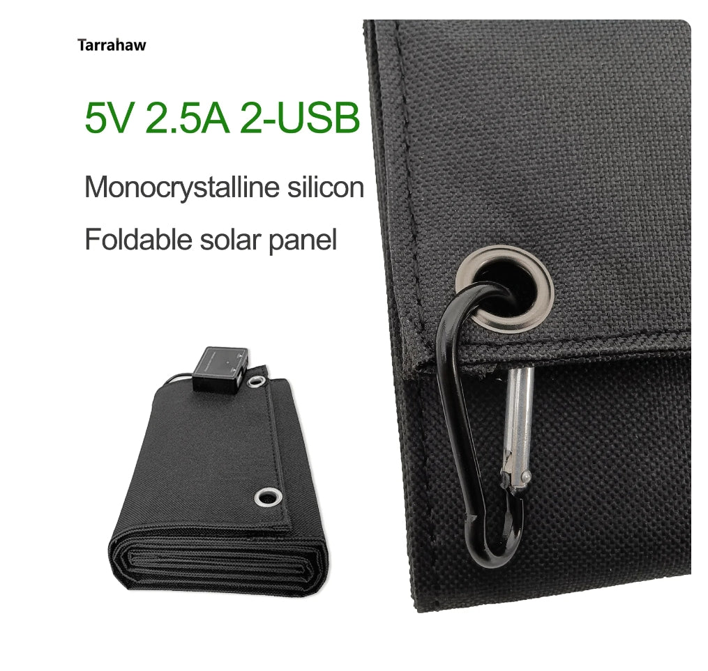 25W 5V Foldable Solar Panel, Tarrahaw 5V 2.5A 2-USB Monocrystalline silicon