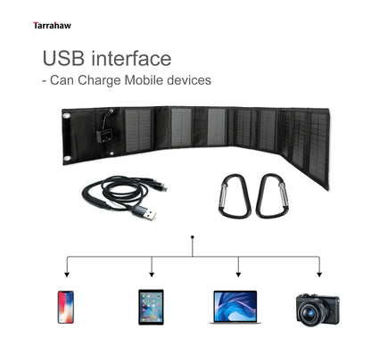 25W 5V Foldable Solar Panel, Tarrahaw USB interface Can Charge Mobile devices 