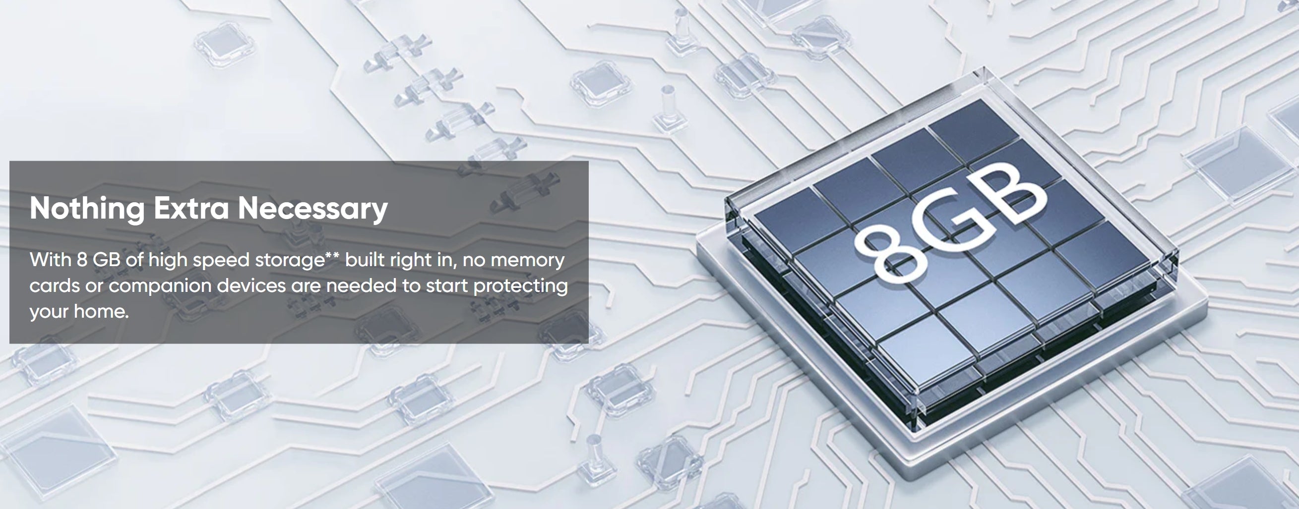 eufy S220 2K Solar Security Camera, 8 GB of high speed storage" built right no memory cards or companion devices are needed