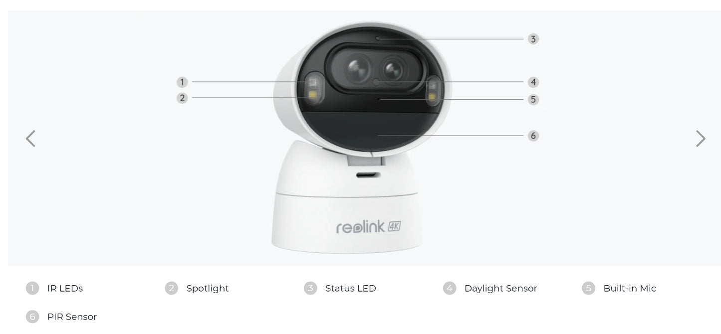 Reolink Argus Track 4K Solar Camera - 2.4/5GHz WiFi 8MP Color Night Vision PTZ Security Camera With 6W Adjustable Solar Panel